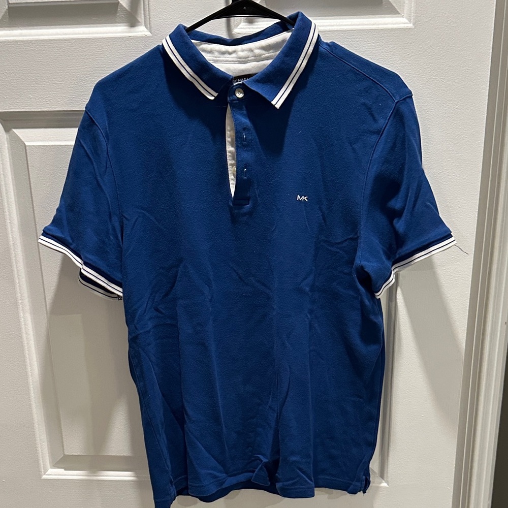 Michael Kors Men's Navy Polo Shirt with White Accents